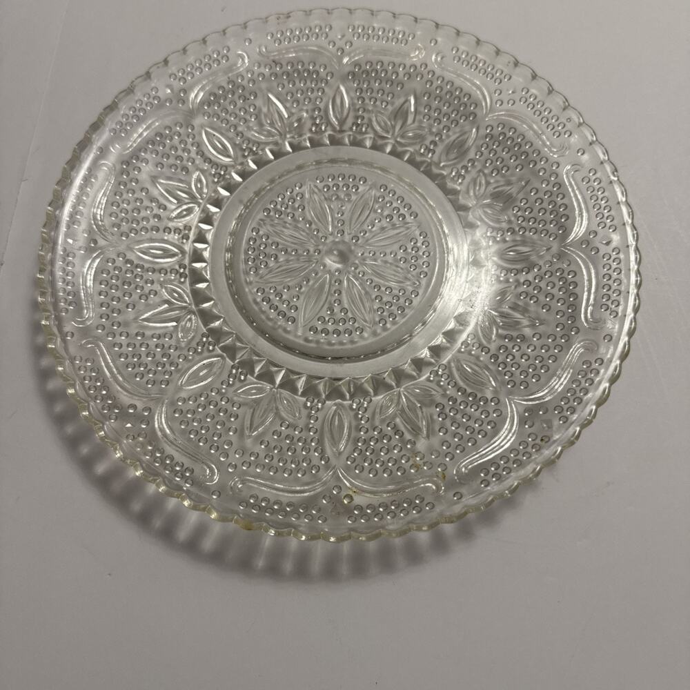 Vintage Federal Glass Clear Heritage Luncheon 8” Diameter Plate Dish